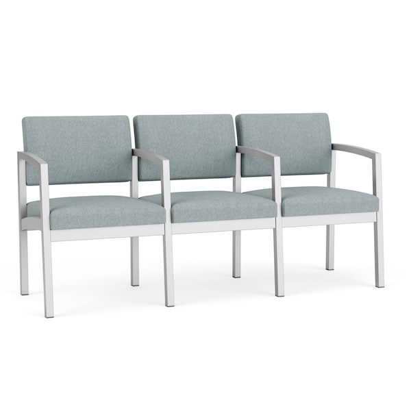 Lesro Lenox Steel 3 Seater with Center Arms, Ash (Blue) Seat, Ash Back, 64.5 W 24.5 L 32 H LS3103 - main